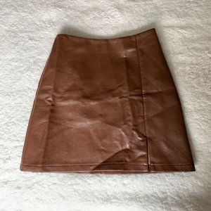 Brown Faux Leather Skirt - Fall Fashion